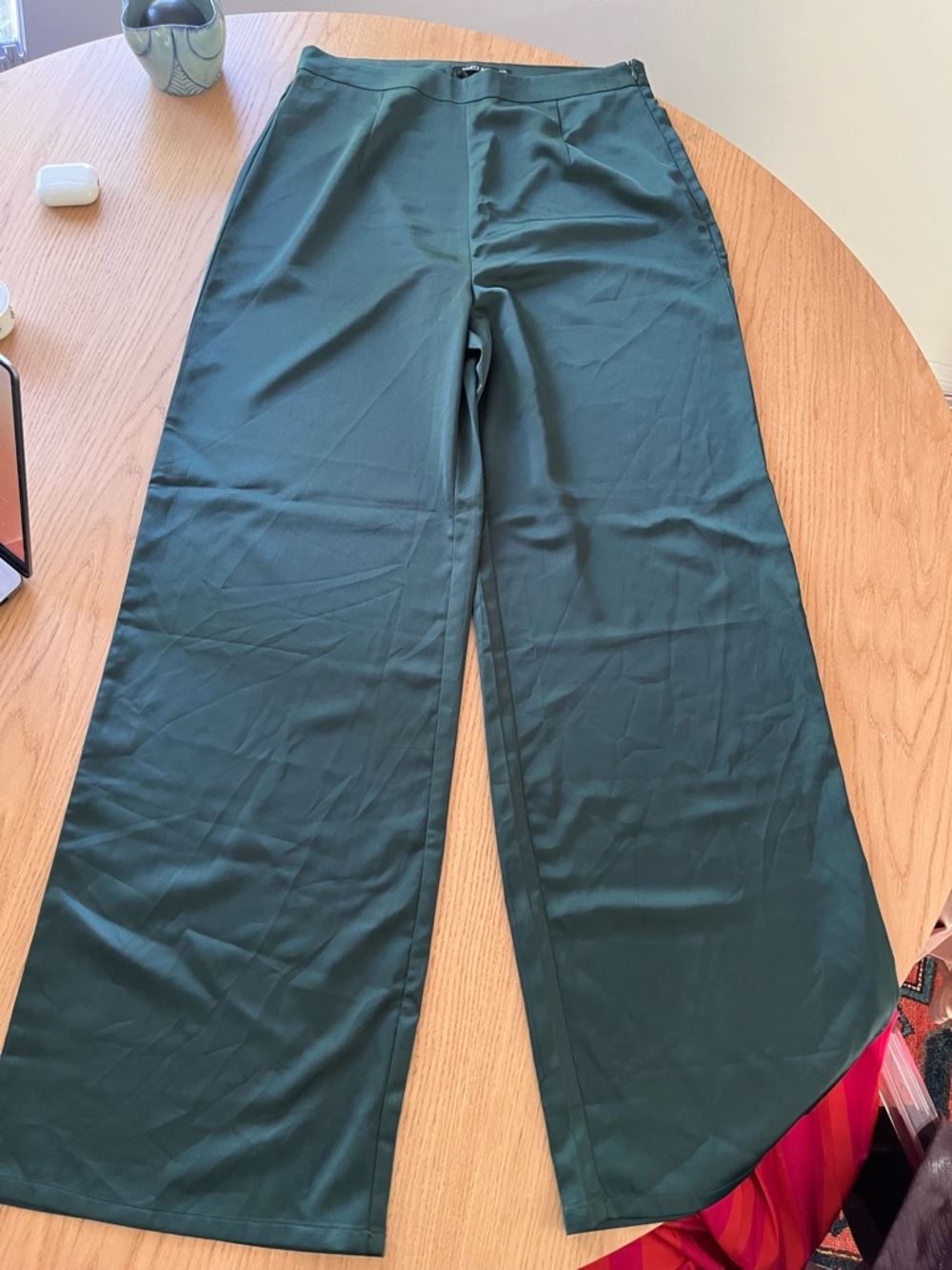 Nasty Gal Forest Green Wide-Leg High-Rise Pants